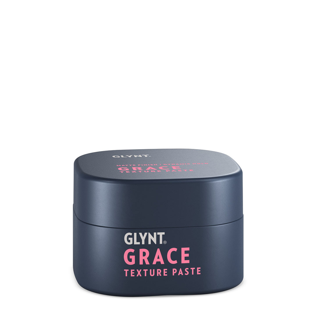 Haarpaste GRACE Texture Paste von GLYNT in dunkelblauer 85-ml Dose mit pinker Schrift